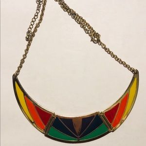 Rainbow disc choker necklace